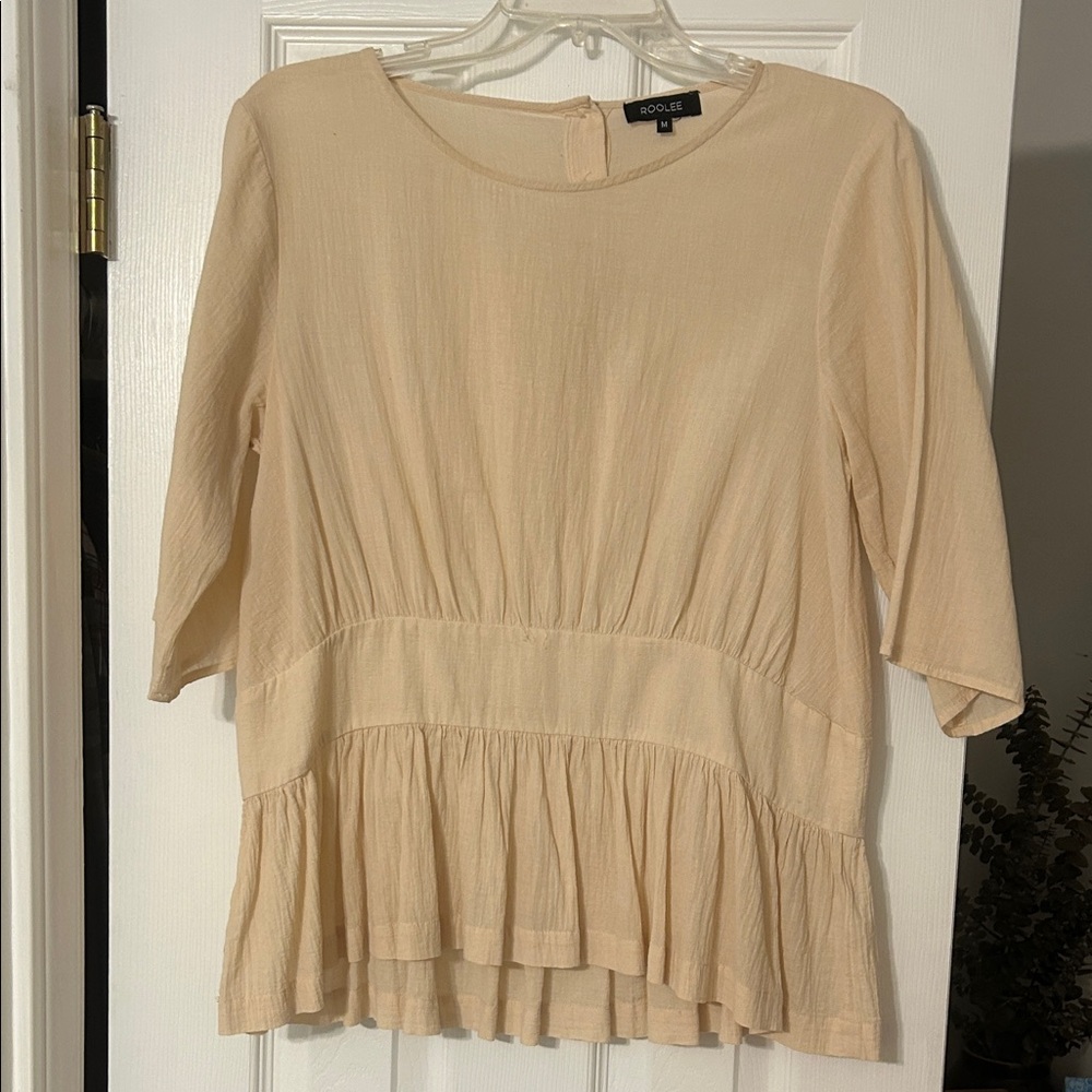 Roolee Women's Tan Peplum Blouse